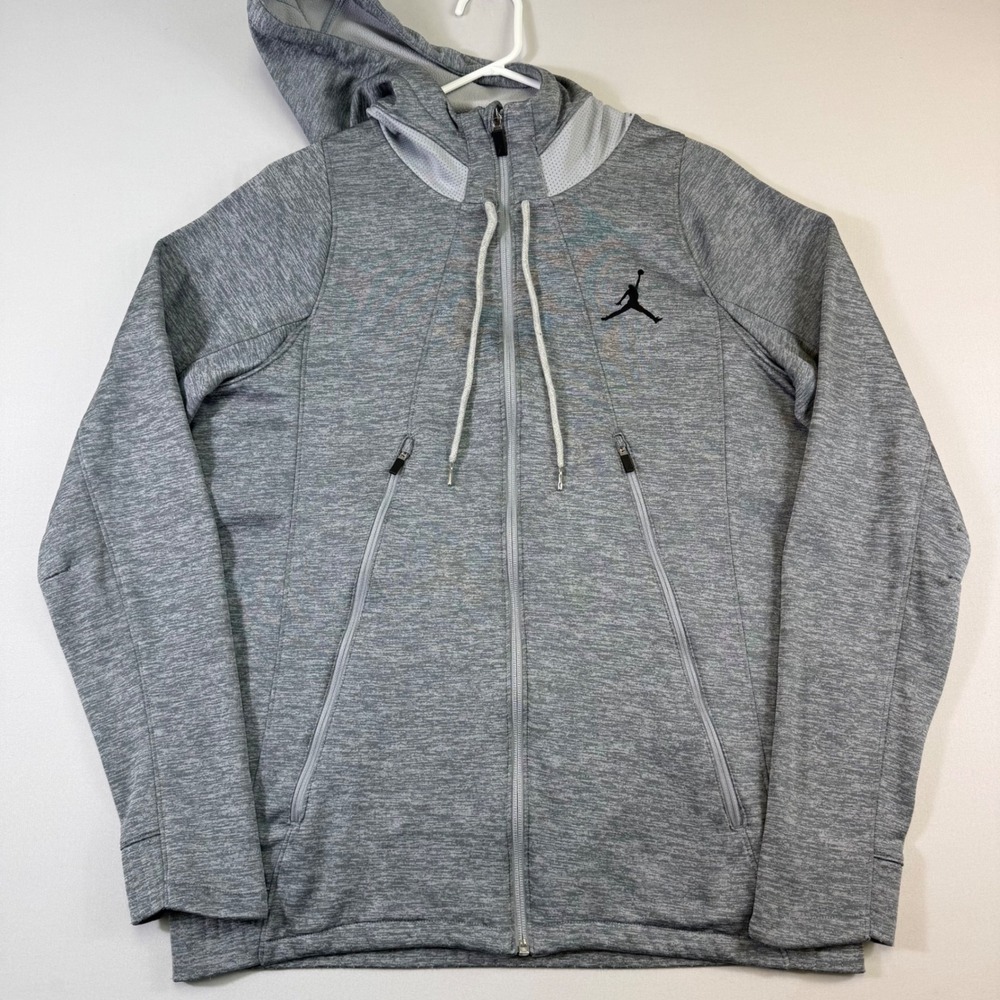 Jordan Flight Hoodie Mens Large Gray Therma-Fit Full Zip Athletic Sweatshirt